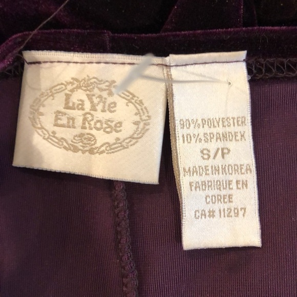 la vie en rose velvet dress burgundy purple mini with faux diamond strap SZ S - Picture 6 of 9
